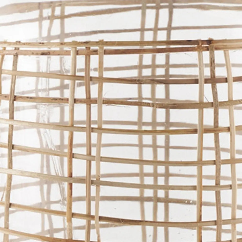 20" Clear And Natural Glass Bottle Floor Vase With Wrapped Rattan HomeRoots