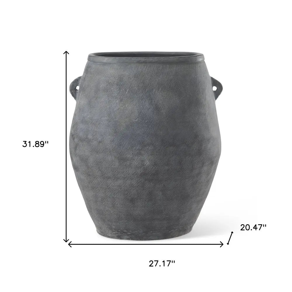 32" Gray Ceramic Amphora Floor Vase HomeRoots