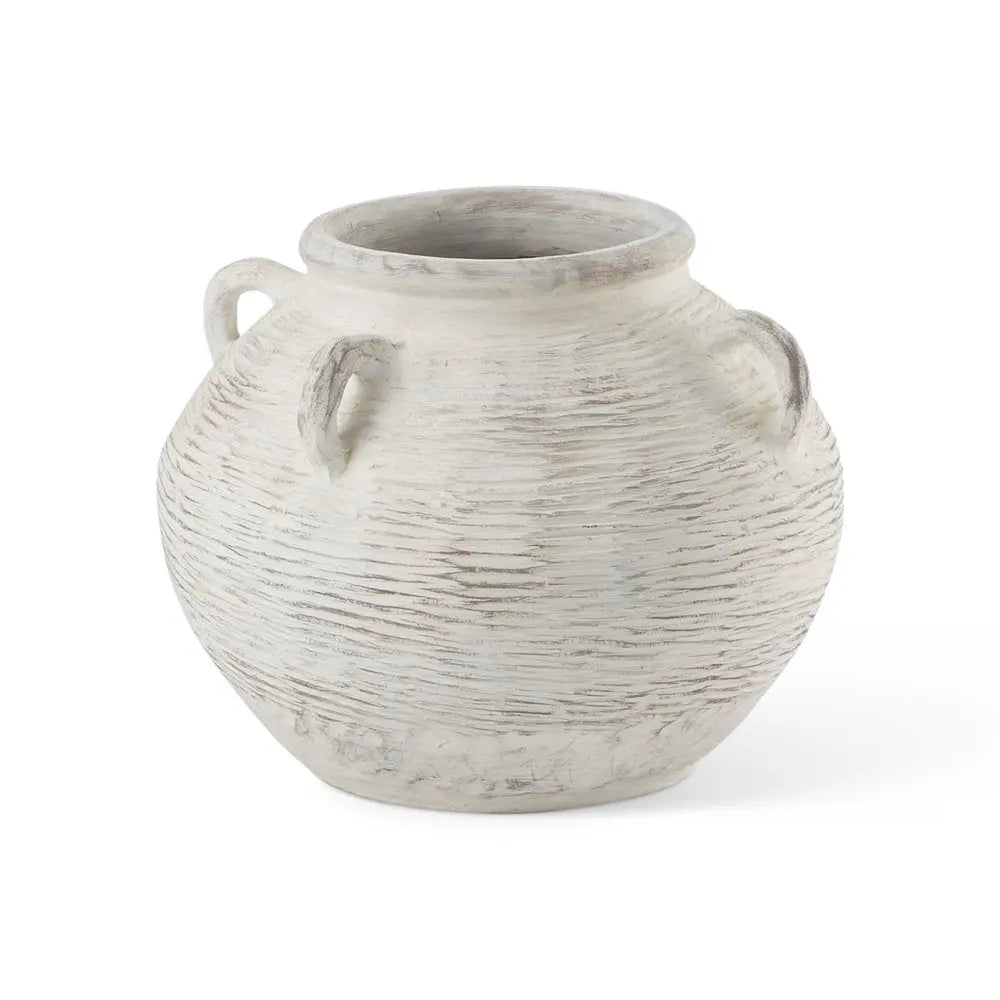 16" Cream Ceramic Amphora Floor Vase HomeRoots