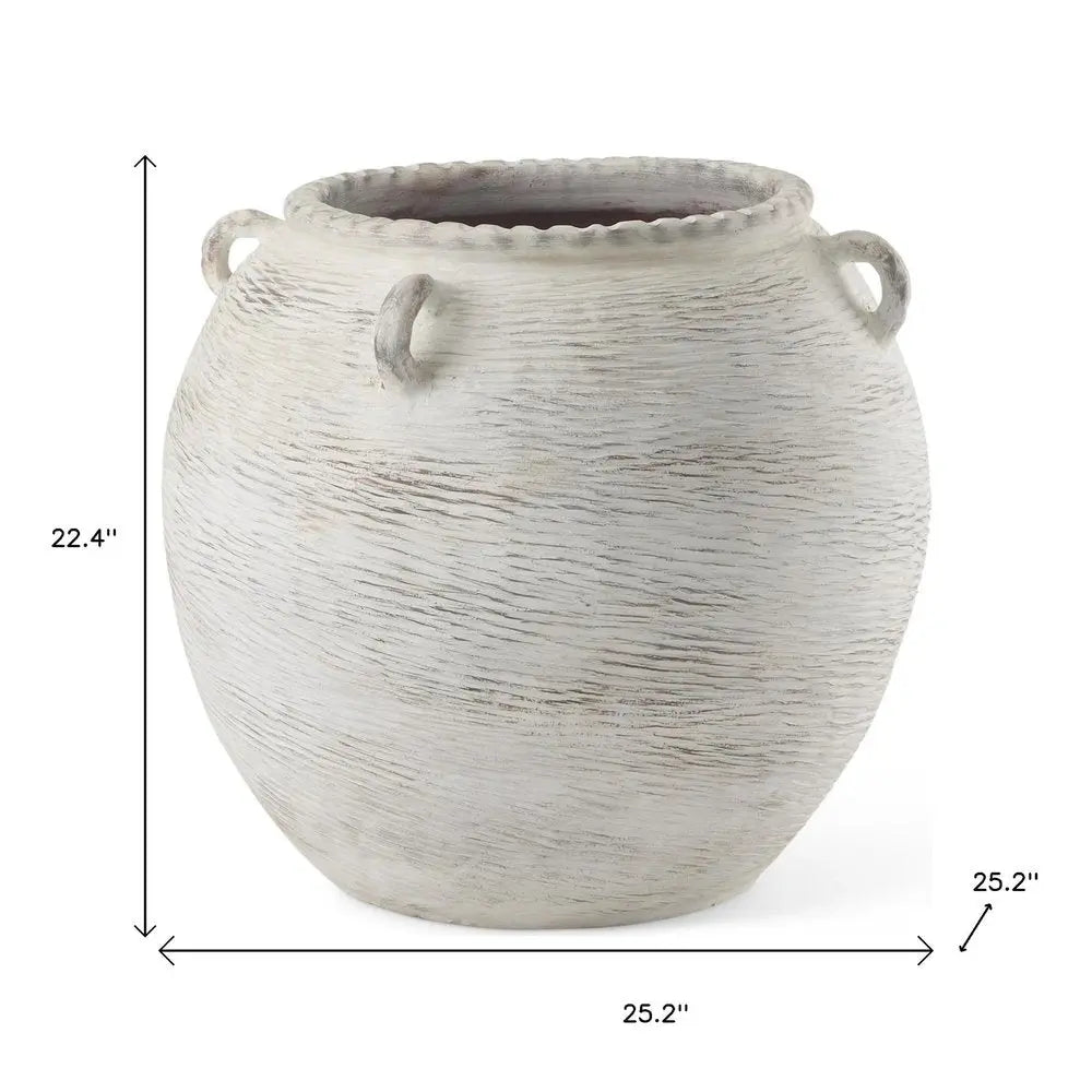 22" Cream Amphora Ceramic Floor Vase HomeRoots