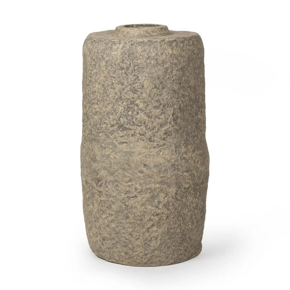 33" Gray Paper Mache Cylinder Floor Vase HomeRoots