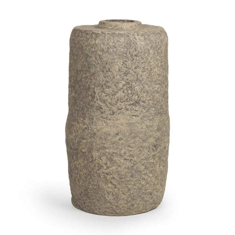 33" Gray Paper Mache Cylinder Floor Vase HomeRoots