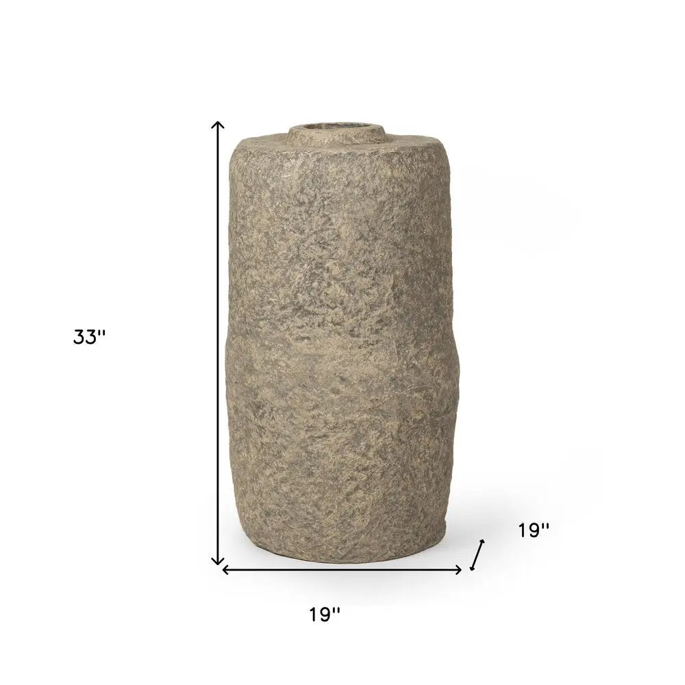 33" Gray Paper Mache Cylinder Floor Vase HomeRoots