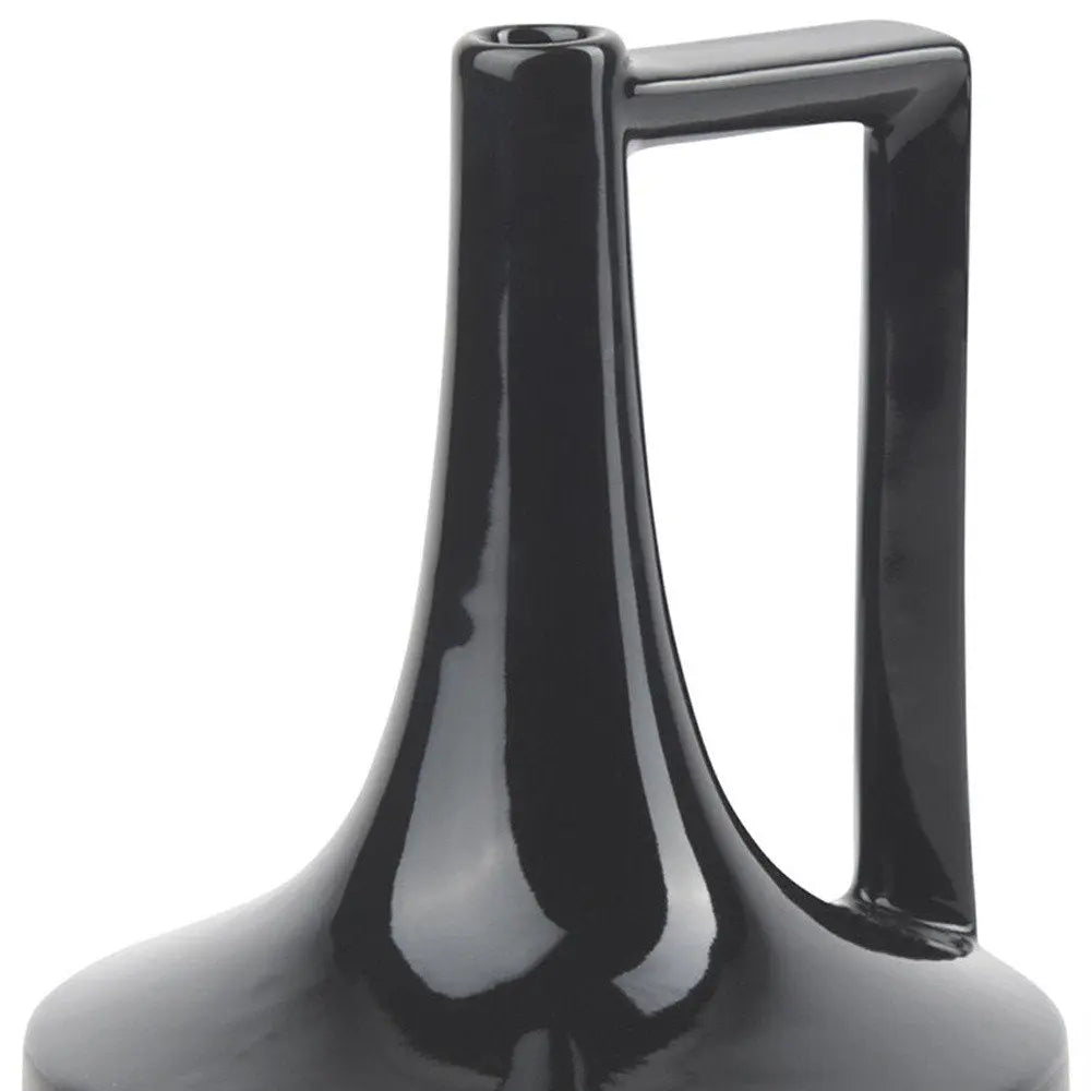 8" Black Ceramic Jug Vase HomeRoots