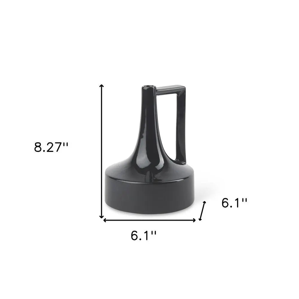 8" Black Ceramic Jug Vase HomeRoots