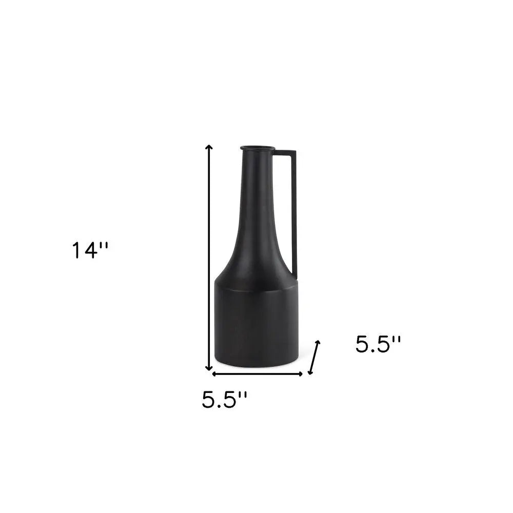14" Black Metal Jug Vase HomeRoots