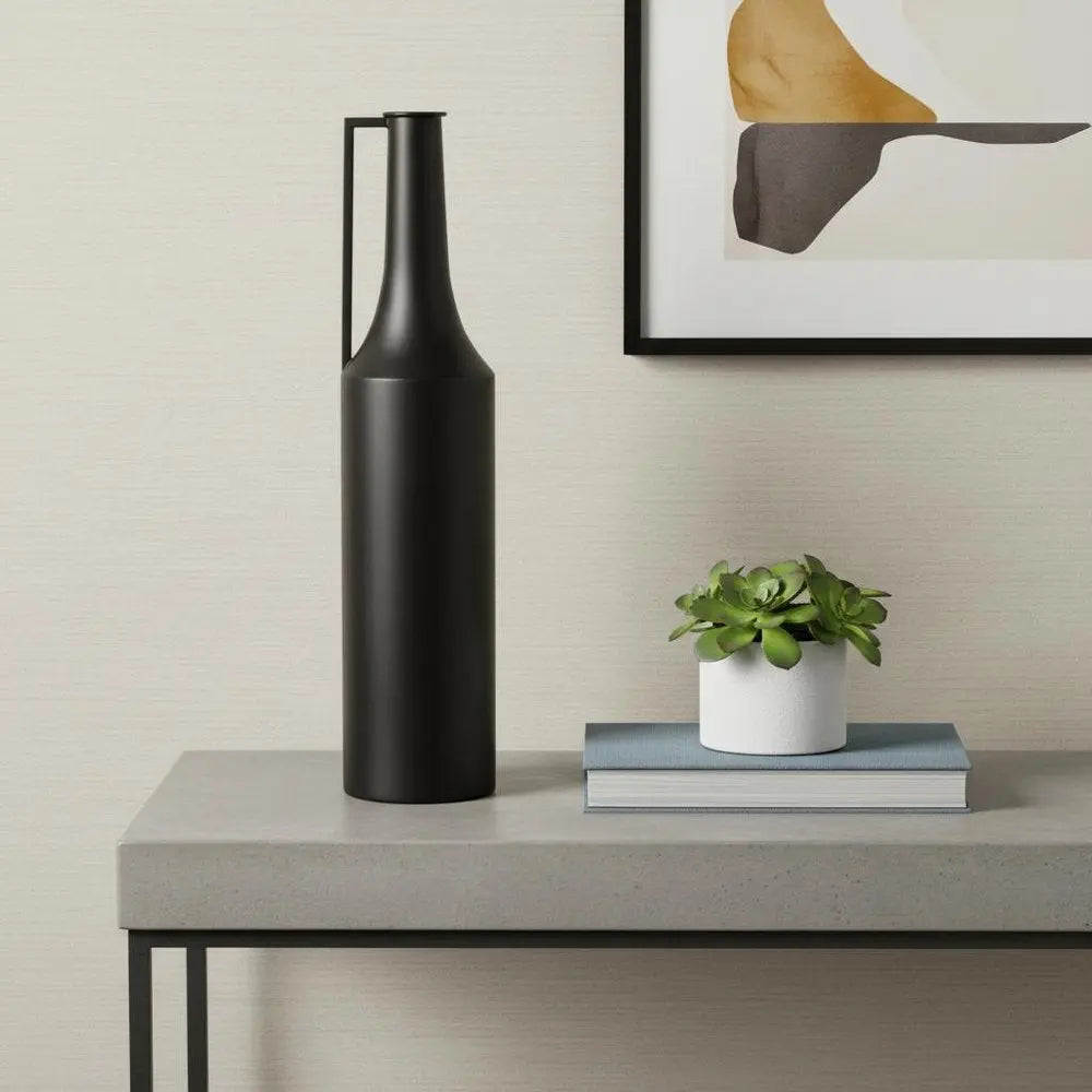 24" Black Metal Jug Vase HomeRoots