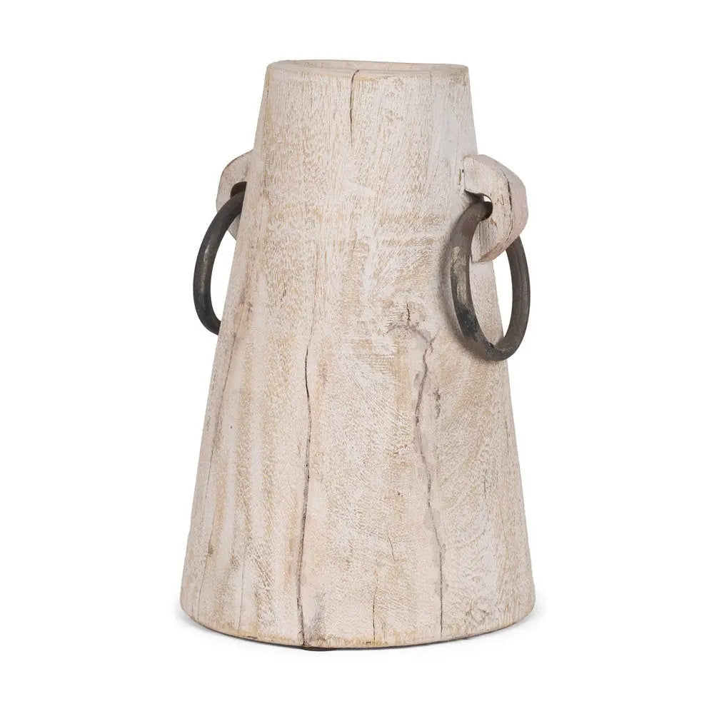 10" Beige Cylinder Solid Wood Jug Vase HomeRoots