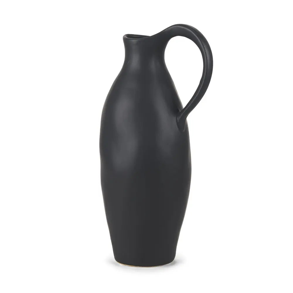 15" Black Bud Ceramic Jug Vase HomeRoots