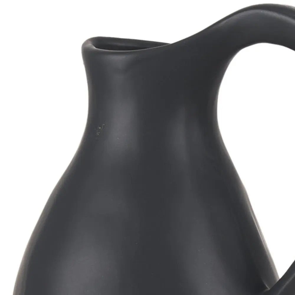 15" Black Bud Ceramic Jug Vase HomeRoots