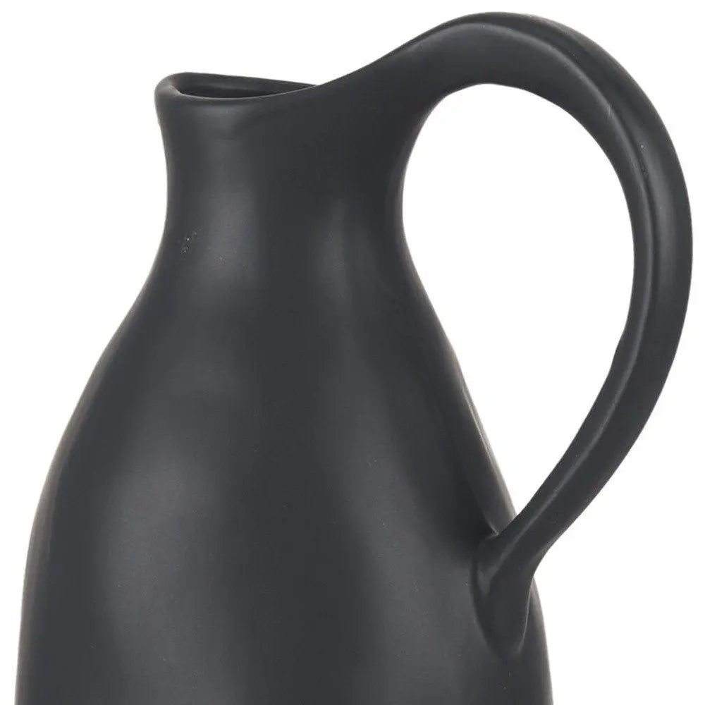 15" Black Bud Ceramic Jug Vase HomeRoots