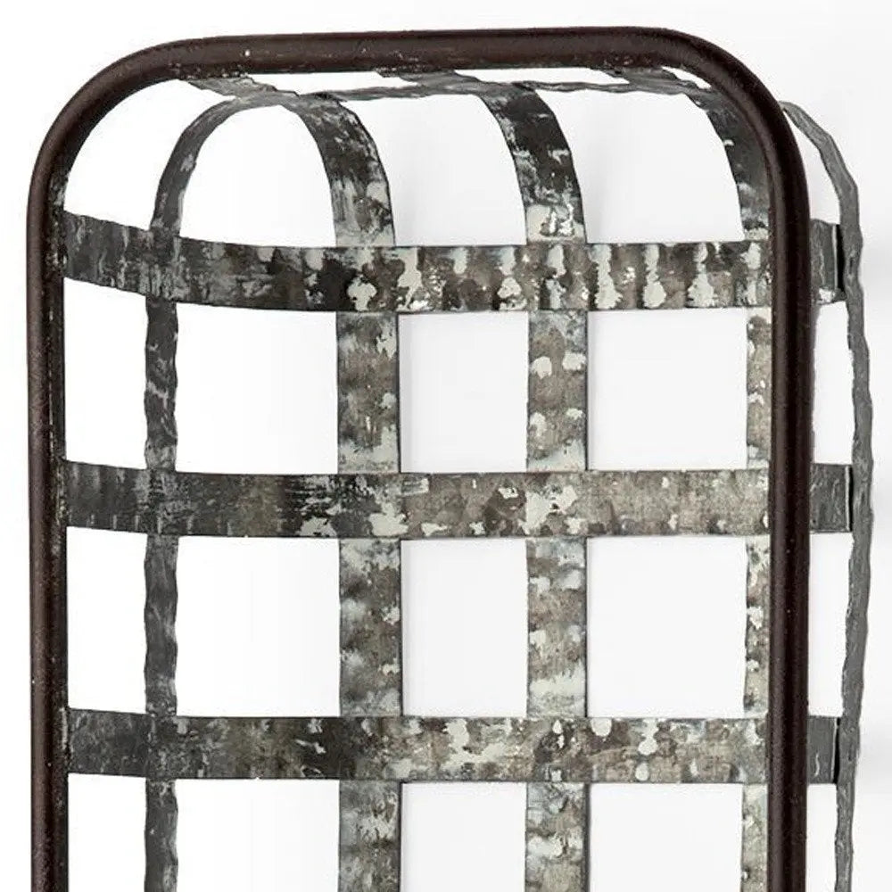 17" Black And Clear Glass Bottle And Metal Wall Vase HomeRoots