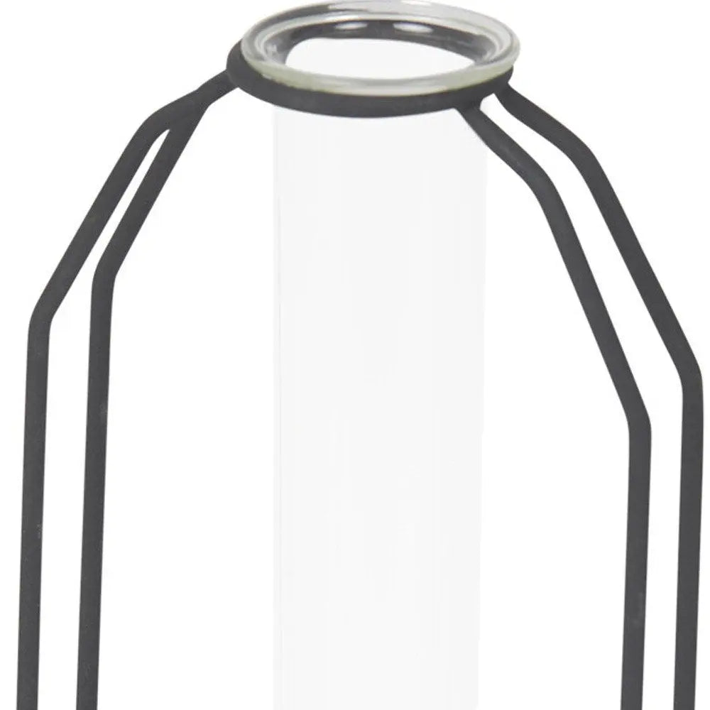 10" Black And Clear Glass And Metal Table Vase HomeRoots