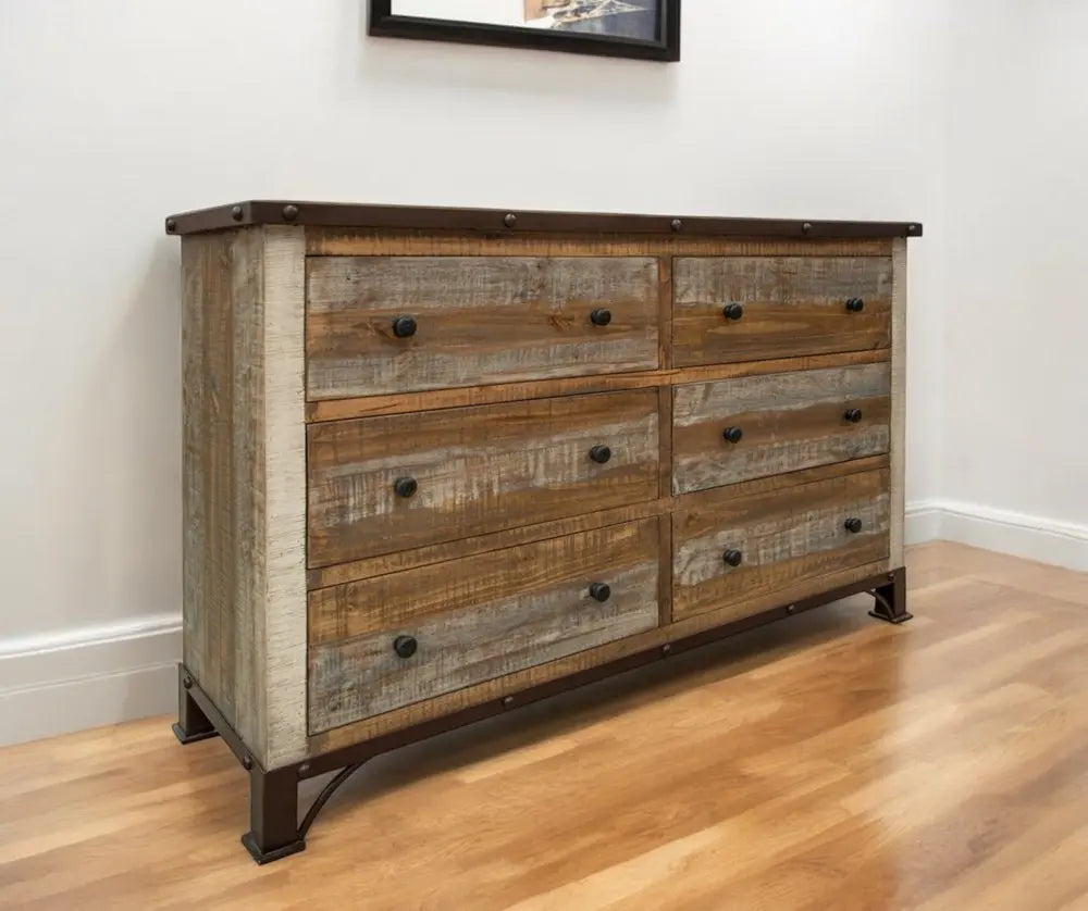 61" Brown Solid Wood Six Drawer Double Dresser - NOBLE HOME INTERIORS