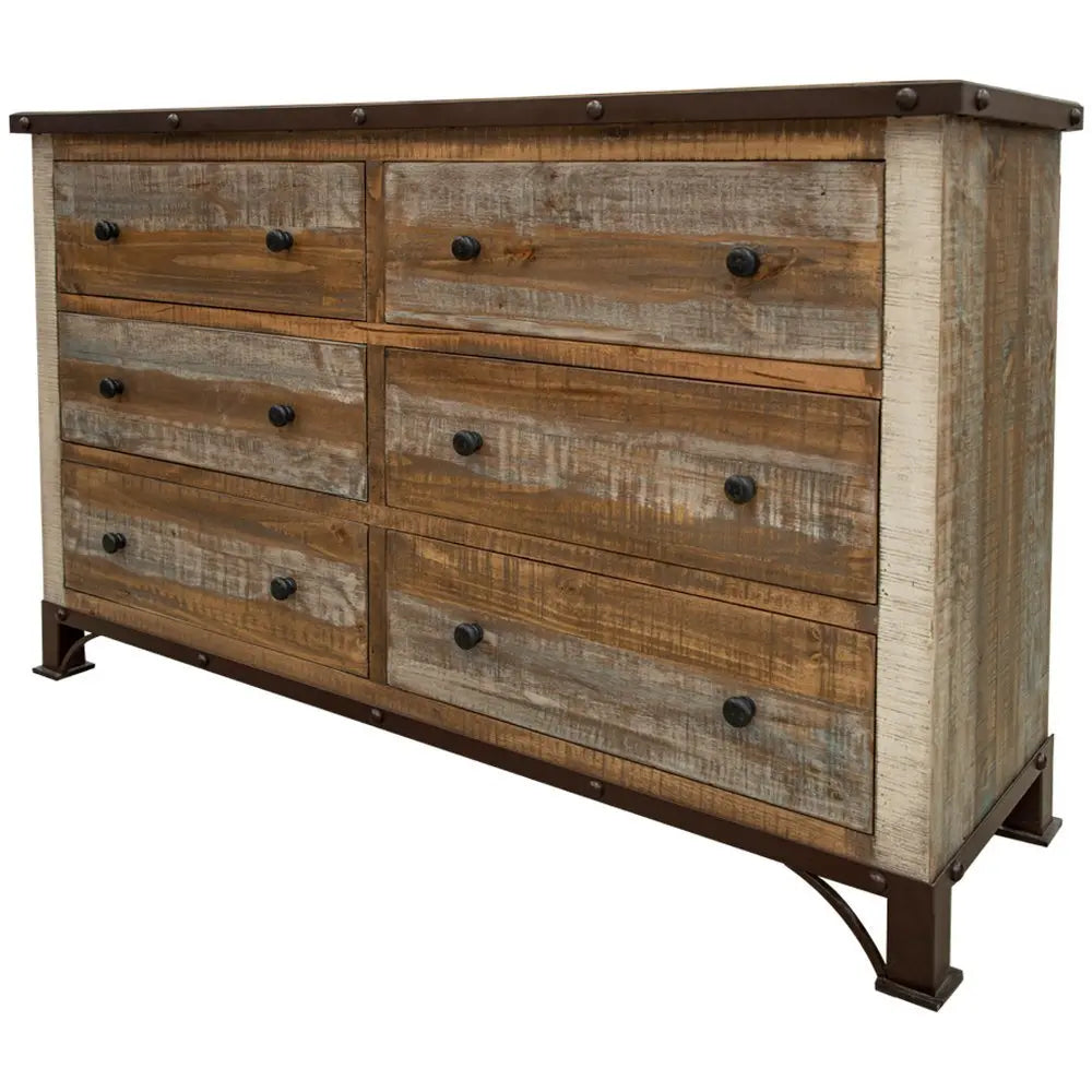 61" Brown Solid Wood Six Drawer Double Dresser - NOBLE HOME INTERIORS