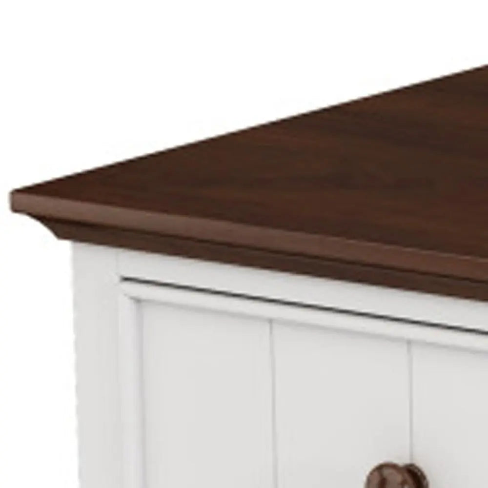 61" White And Walnut Wood Seven Drawer Captains Dresser - NOBLE HOME INTERIORS