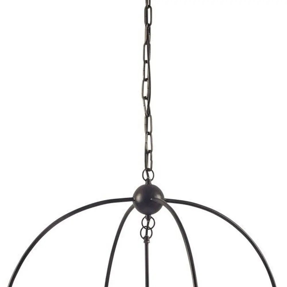 Black Caged Three Light Metal Dimmable Chandelier HomeRoots