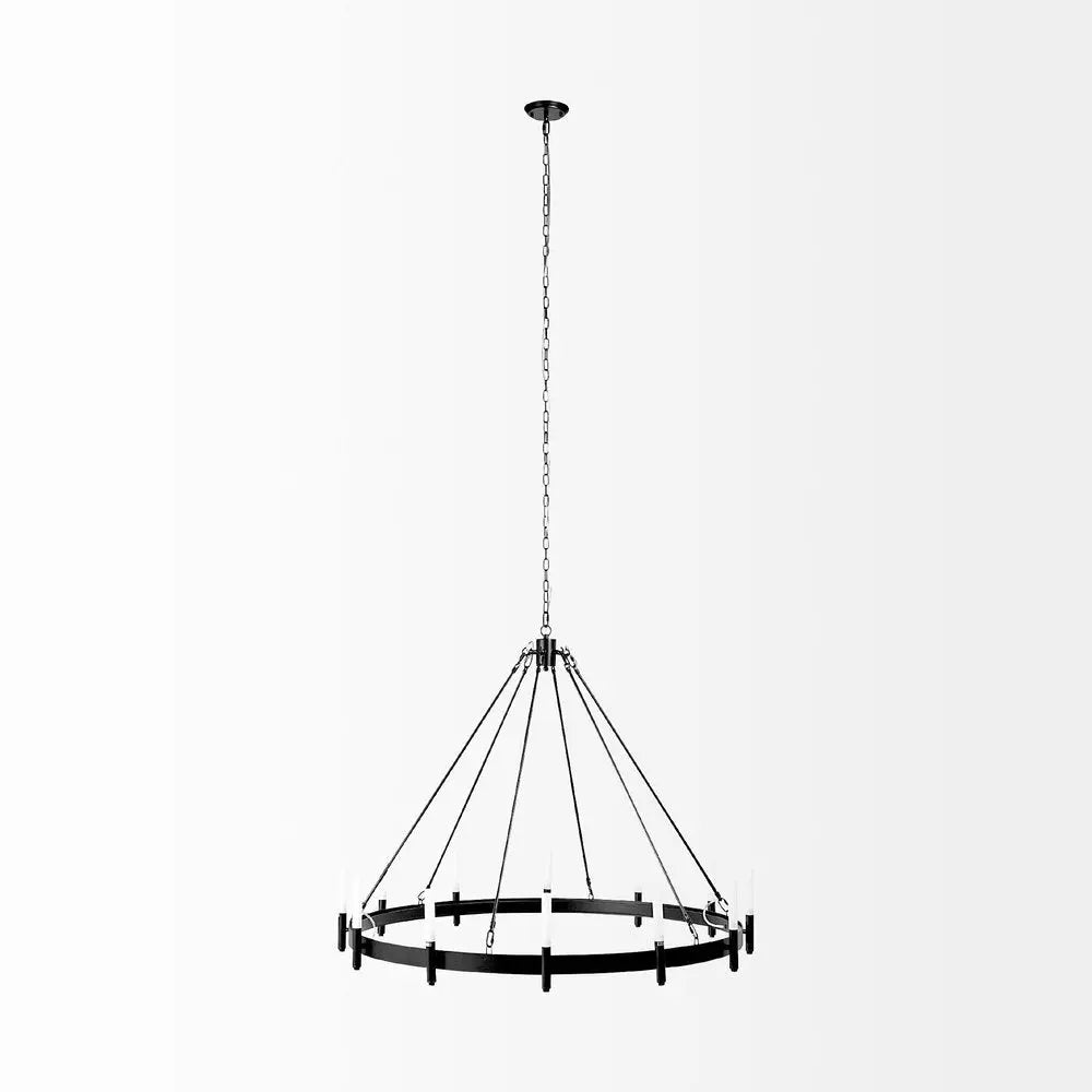 Black Candle Style Twelve Light Glass Dimmable Chandelier HomeRoots