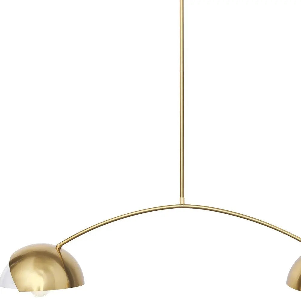 Brass Two Light Metal Dimmable Chandelier With White Shades HomeRoots