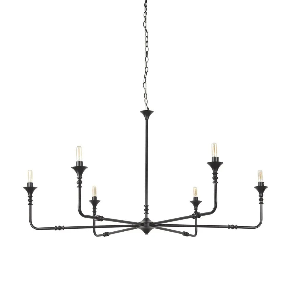 Black Candle Style Six Light Metal Dimmable Chandelier HomeRoots