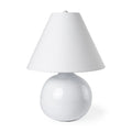 11" White Ceramic Round Bedside Lamp With White Bell Shade HomeRoots
