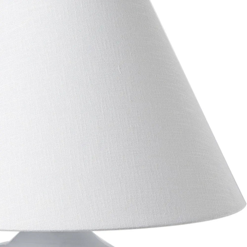 11" White Ceramic Round Bedside Lamp With White Bell Shade HomeRoots