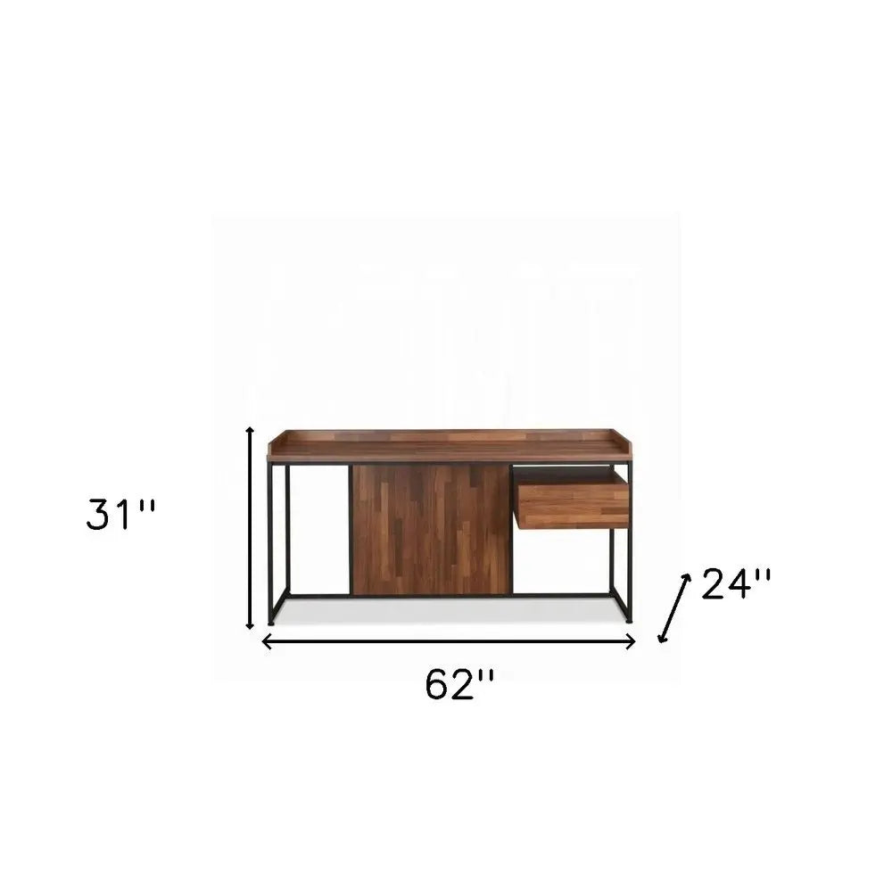 62" Brown and Black Computer Desk - NOBLE HOME INTERIORS