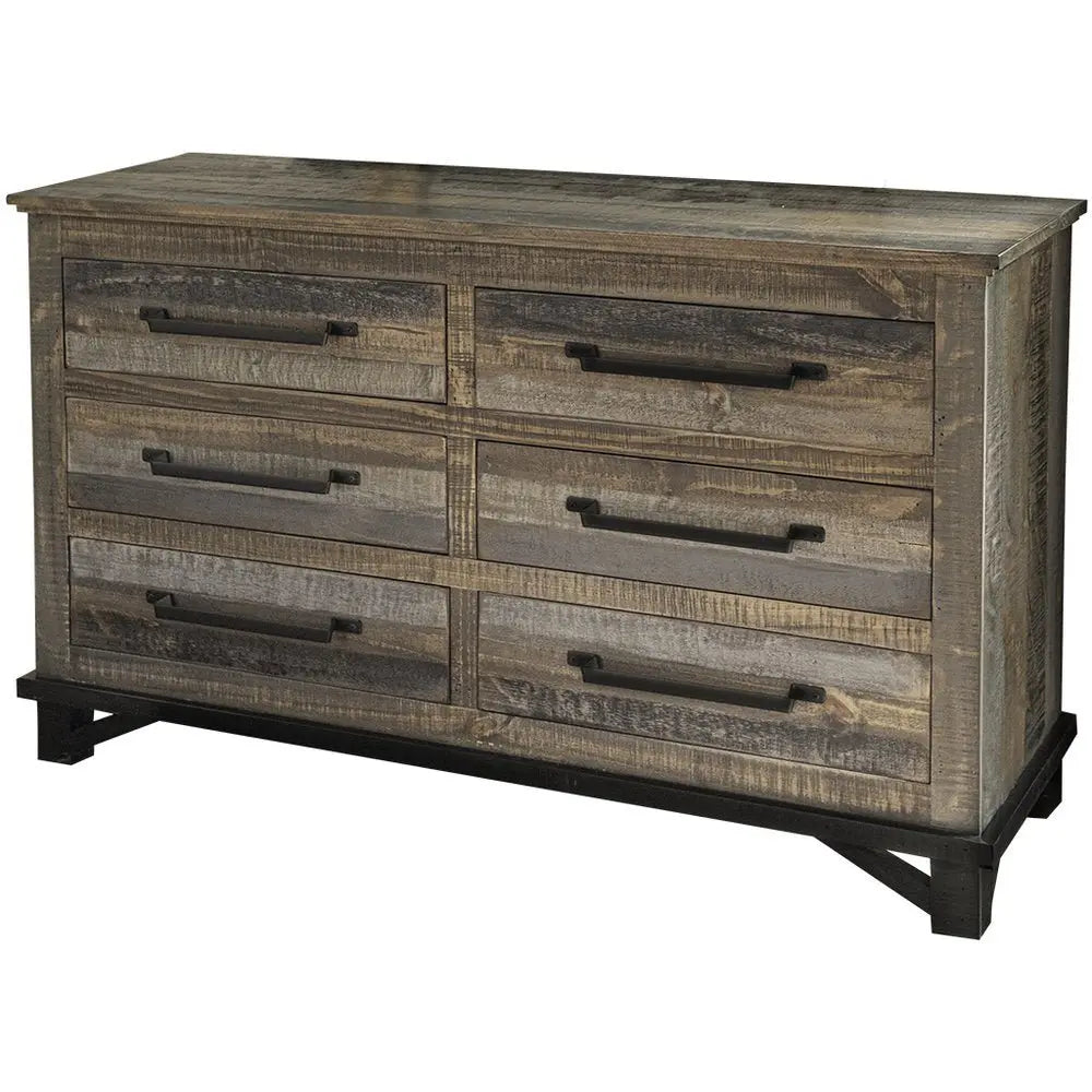 62" Brown Solid Wood Six Drawer Double Dresser - NOBLE HOME INTERIORS