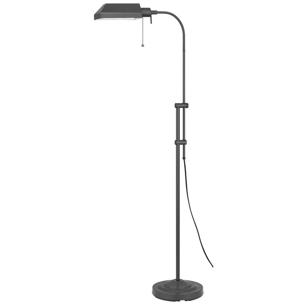 57" Gray Metal Adjustable Reading Floor Lamp With Gray Metal Shade HomeRoots