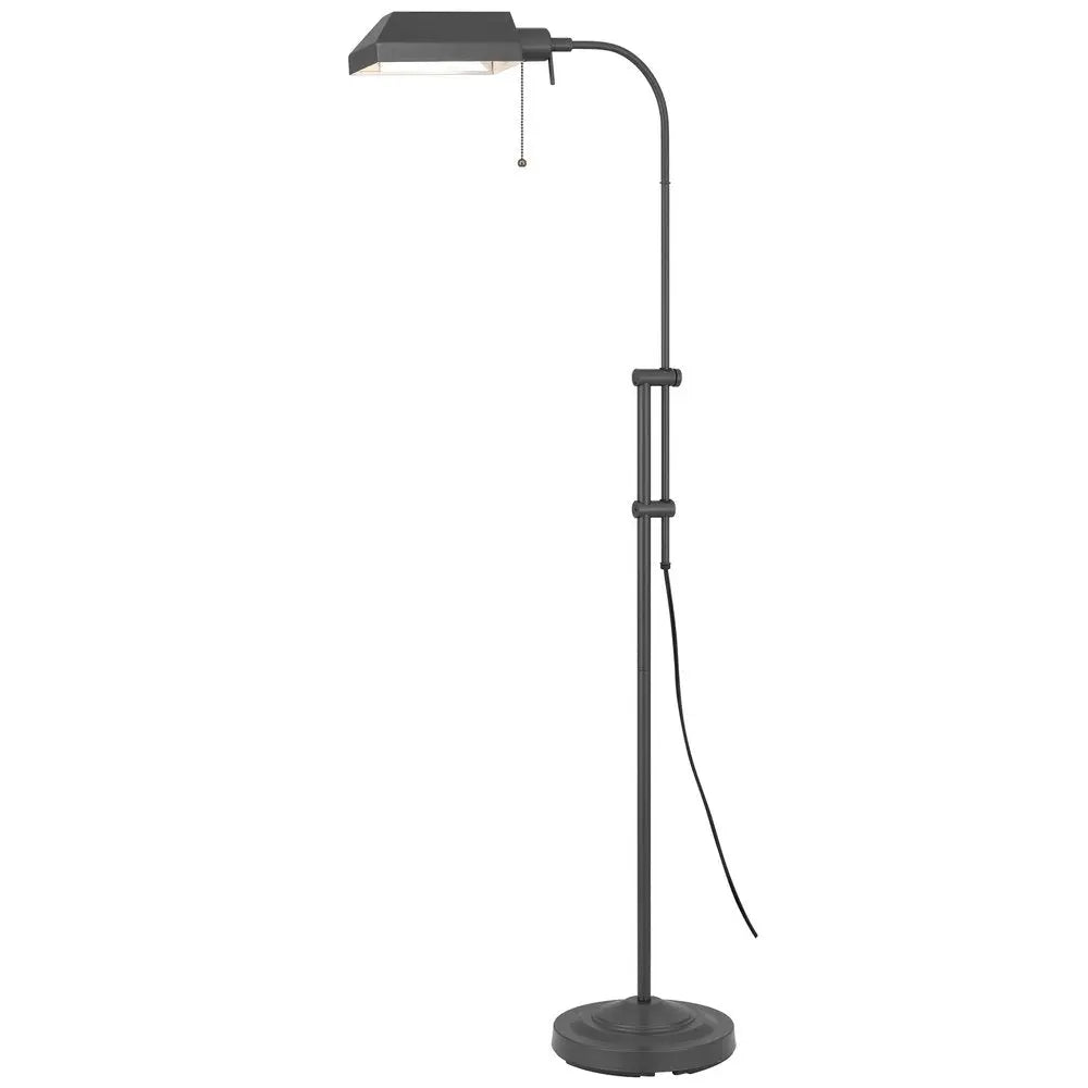 57" Gray Metal Adjustable Reading Floor Lamp With Gray Metal Shade HomeRoots