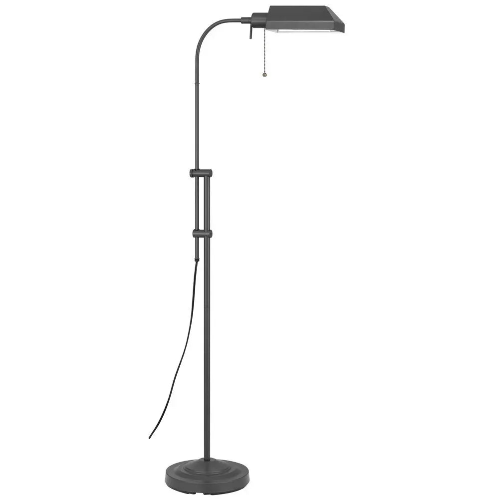 57" Gray Metal Adjustable Reading Floor Lamp With Gray Metal Shade HomeRoots