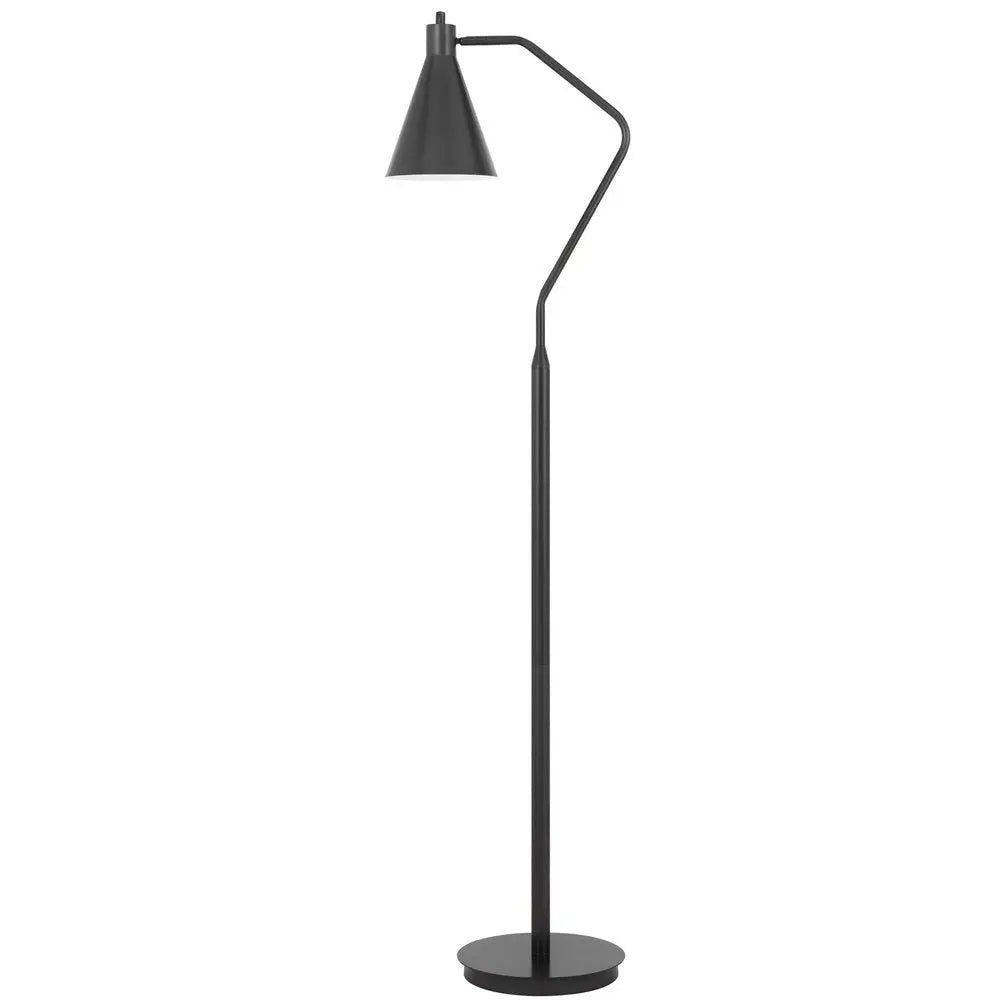 63" Gray Metal Reading Floor Lamp With Gray Metal Cone Shade HomeRoots