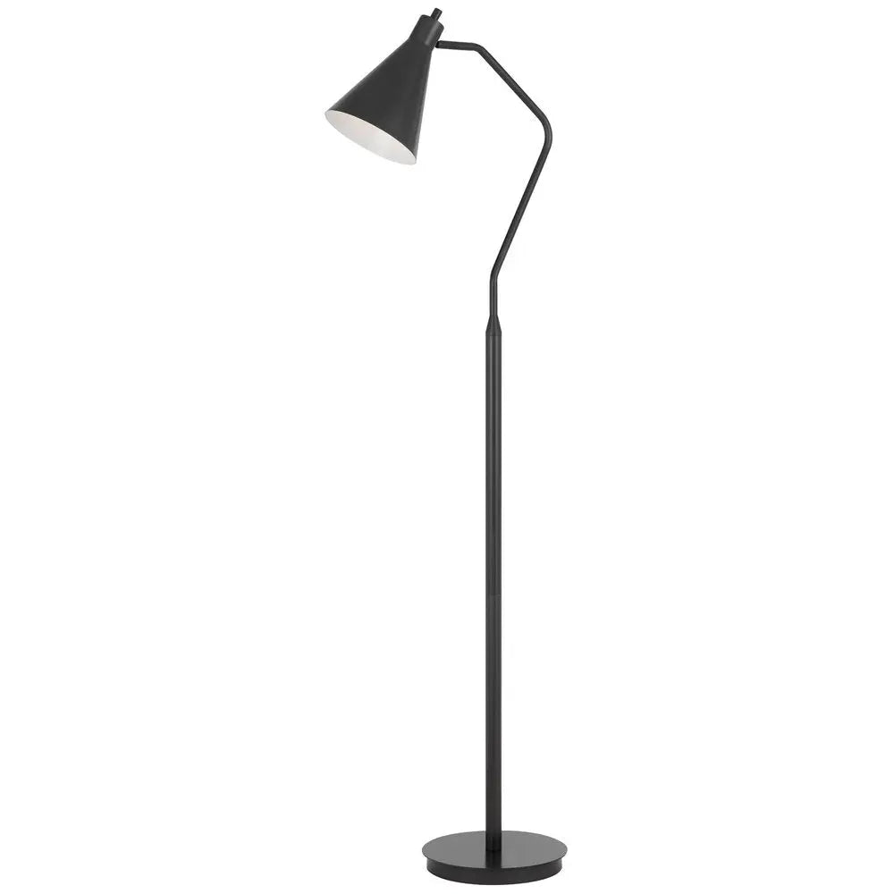 63" Gray Metal Reading Floor Lamp With Gray Metal Cone Shade HomeRoots