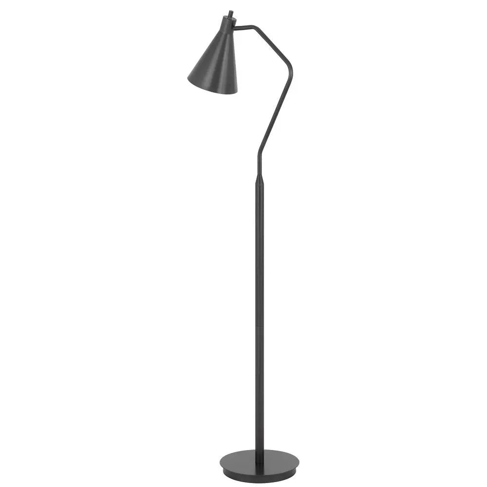 63" Gray Metal Reading Floor Lamp With Gray Metal Cone Shade HomeRoots