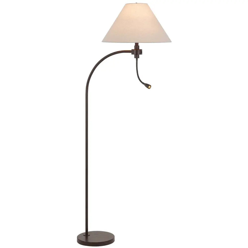 68" Rust Metal Reading Floor Lamp With Gray Fabric Empire Shade HomeRoots