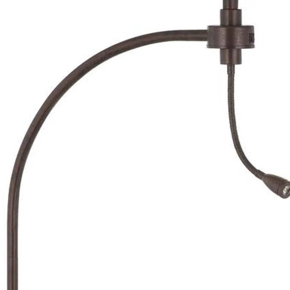 68" Rust Metal Reading Floor Lamp With Gray Fabric Empire Shade HomeRoots