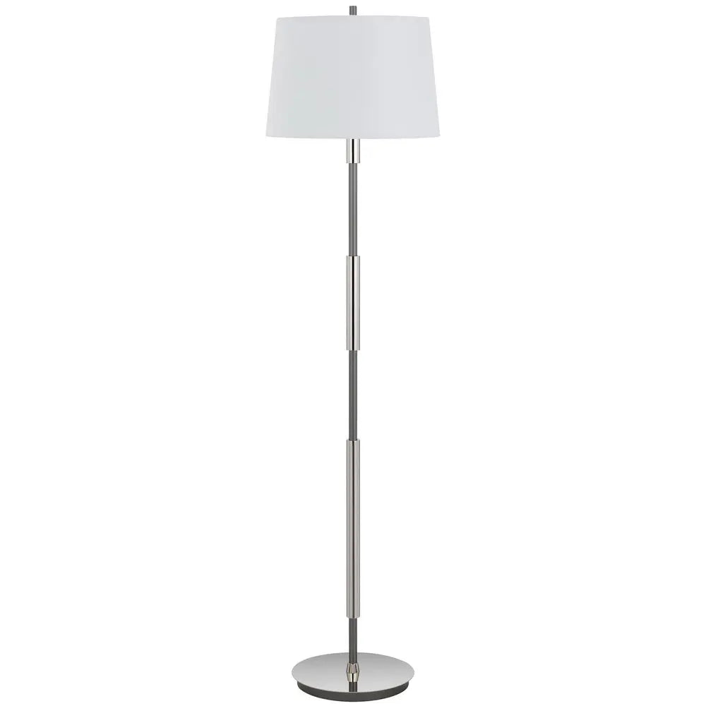 60" Silver Metal Floor Lamp With White Fabric Drum Shade HomeRoots