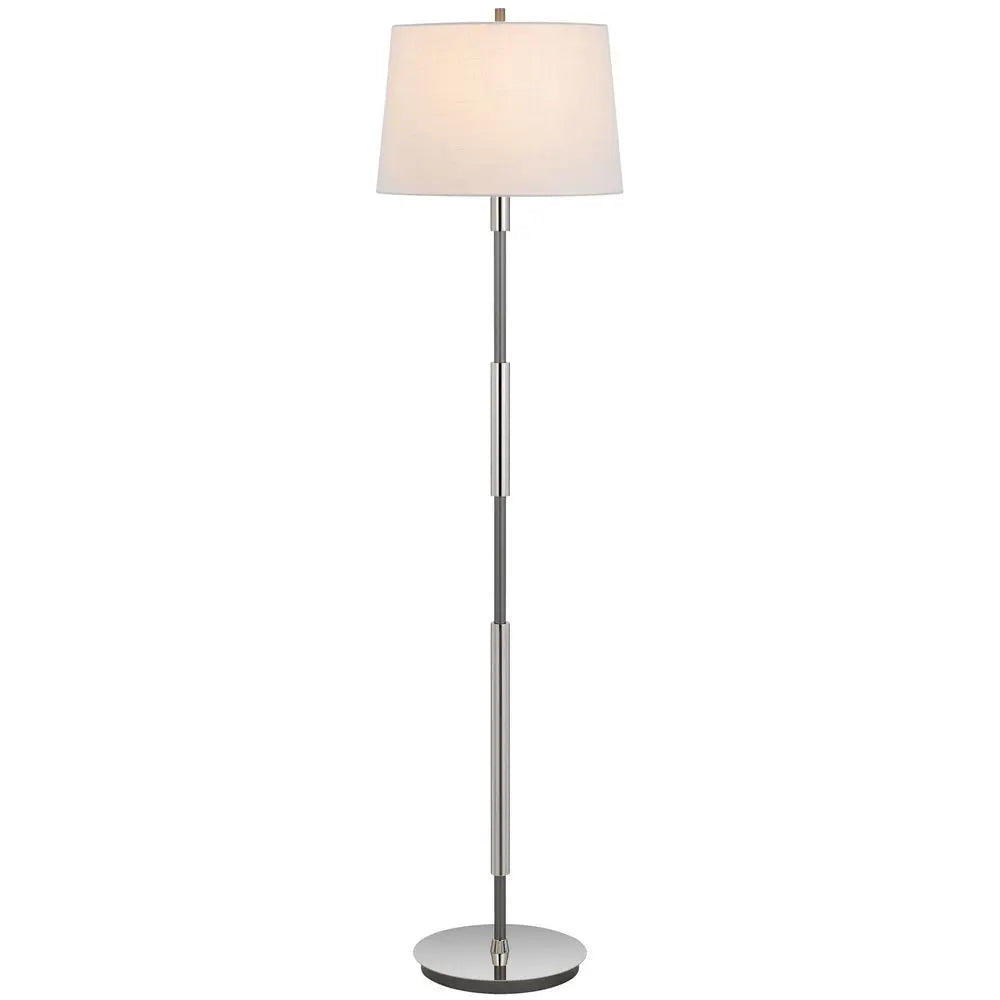 60" Silver Metal Floor Lamp With White Fabric Drum Shade HomeRoots