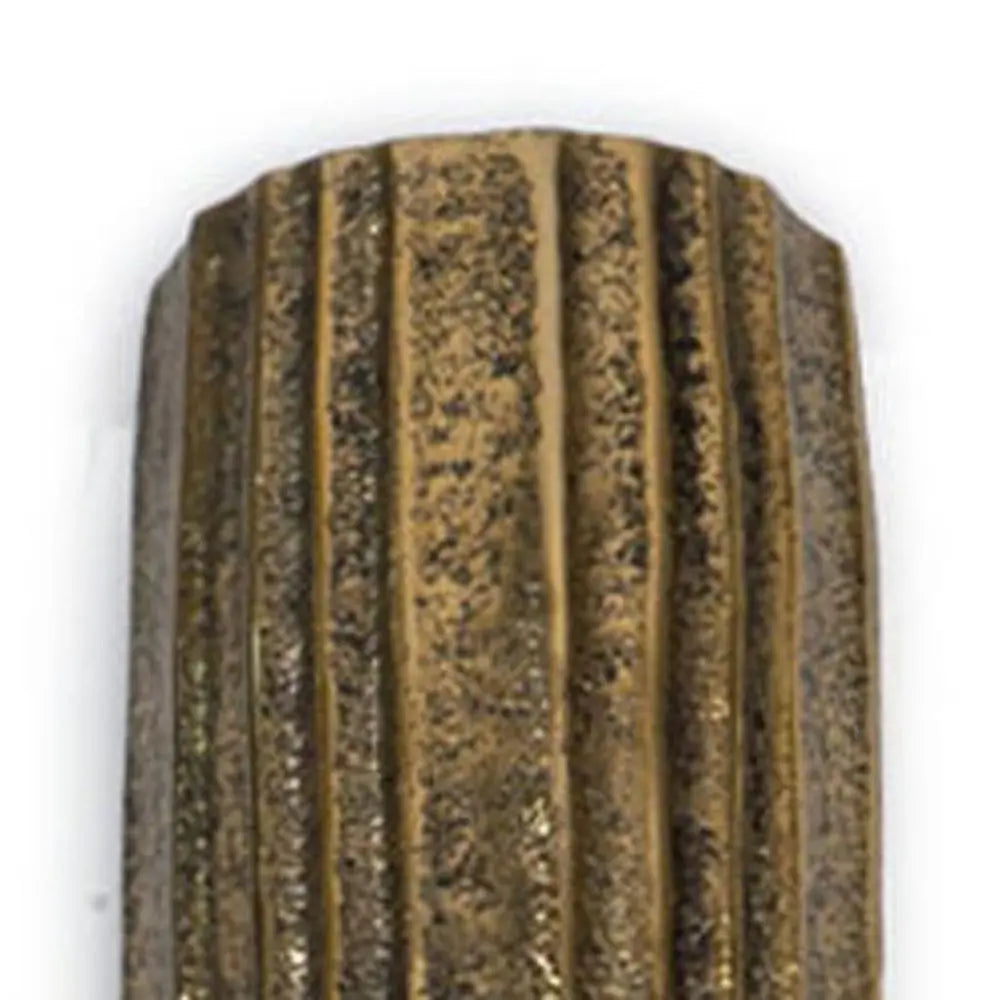 12" Antiqued Gold Ribbed Aluminum Wall Vase HomeRoots