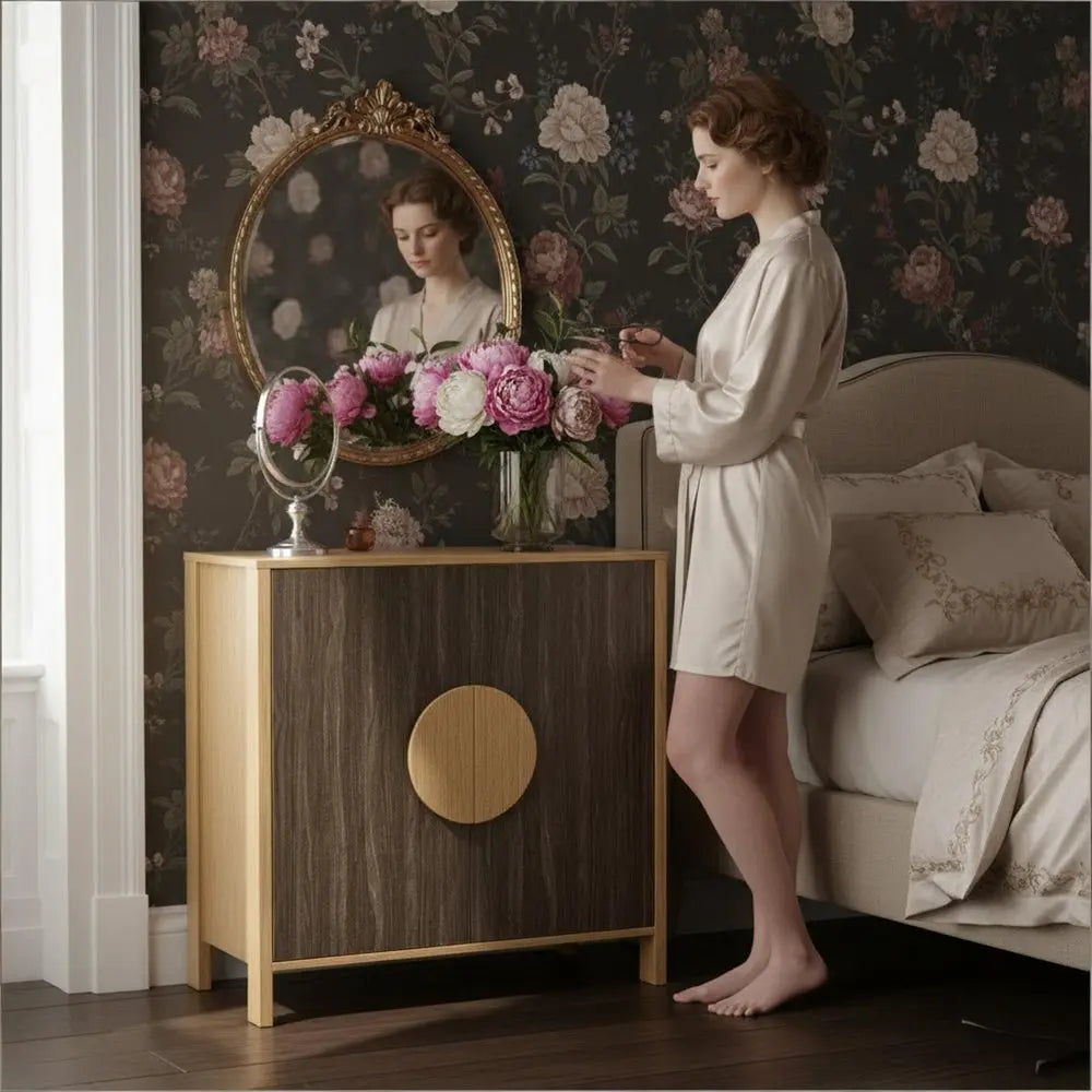 63" Sepia Solid Wood Console Accent Cabinet With Two Doors - NOVA HOME FURNITURE