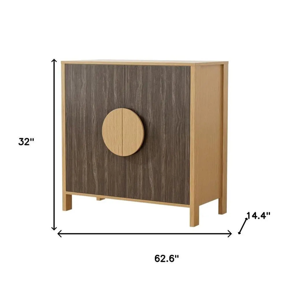 63" Sepia Solid Wood Console Accent Cabinet With Two Doors - NOVA HOME FURNITURE