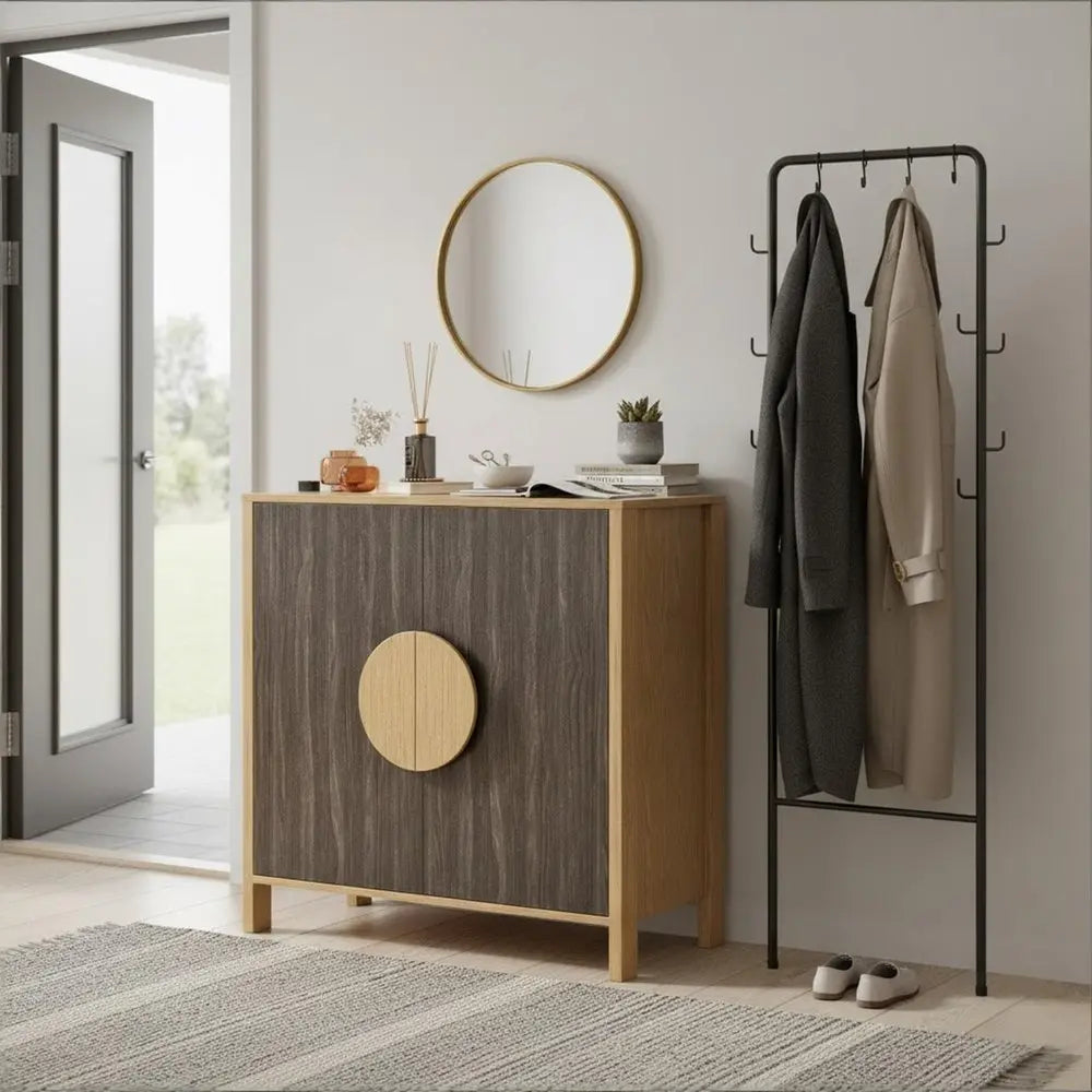 63" Sepia Solid Wood Console Accent Cabinet With Two Doors - NOVA HOME FURNITURE