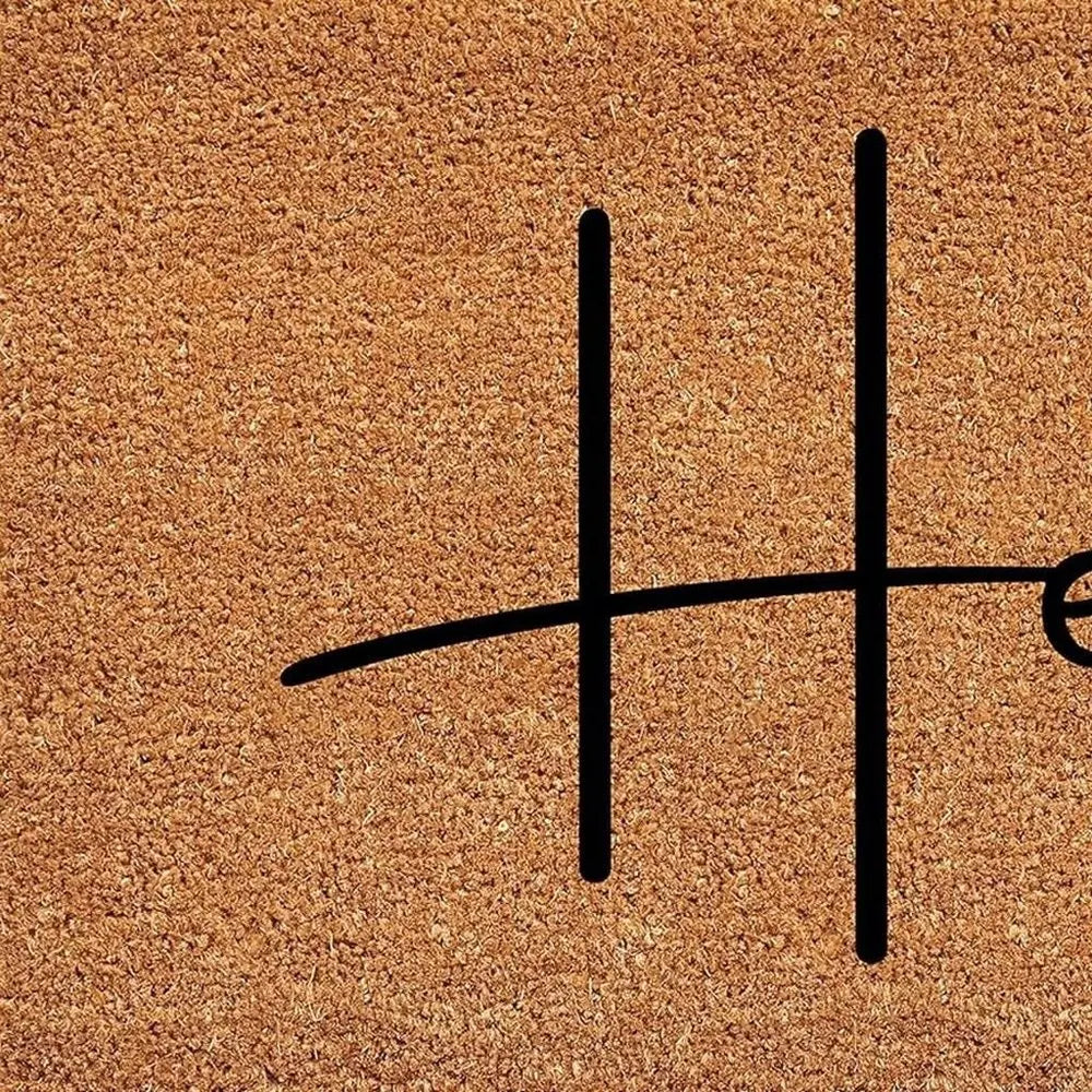 24" X 36" Natural And Black Mod Hello Outdoor Coir Door Mat HomeRoots
