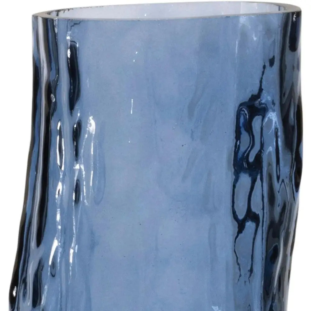 Set of Two Blue Wavy Glass Table Vase HomeRoots