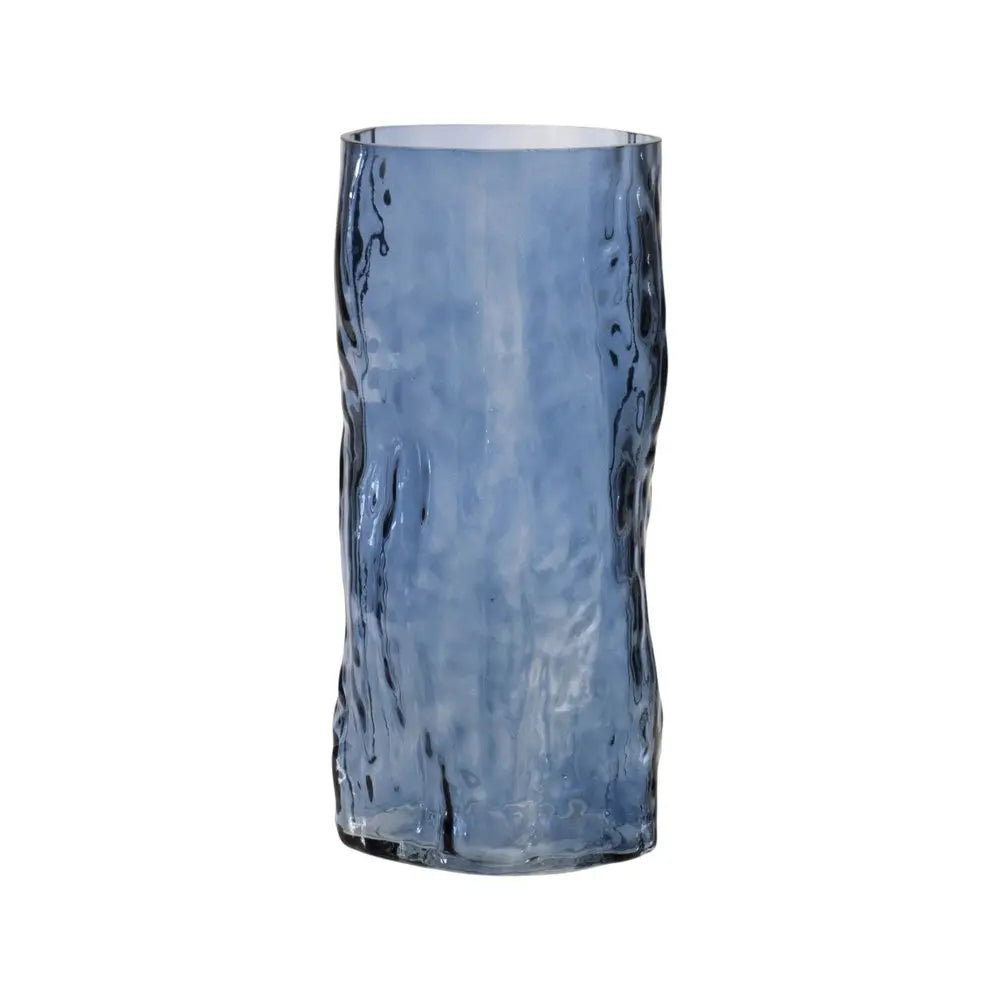 Set of Two Blue Wavy Glass Table Vase HomeRoots