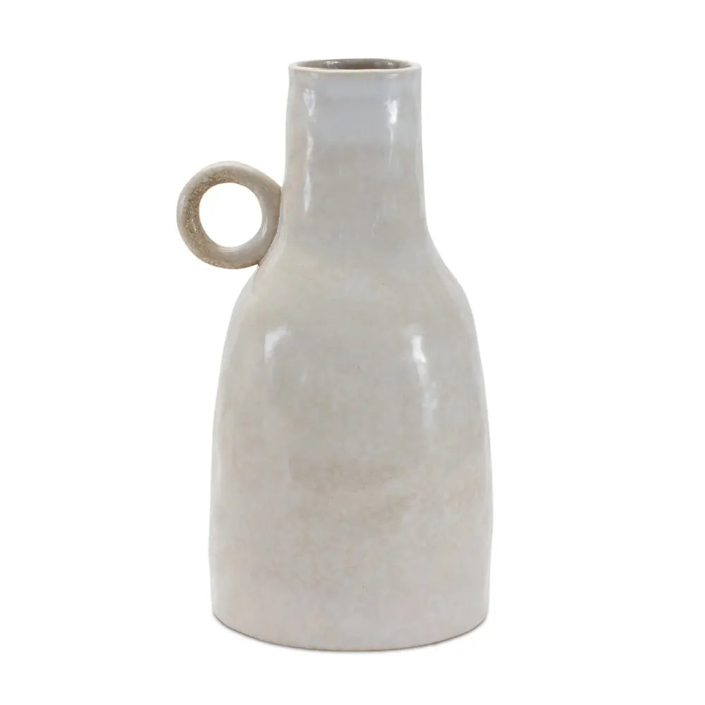 11" Gray And White Round Ceramic Table Vase HomeRoots