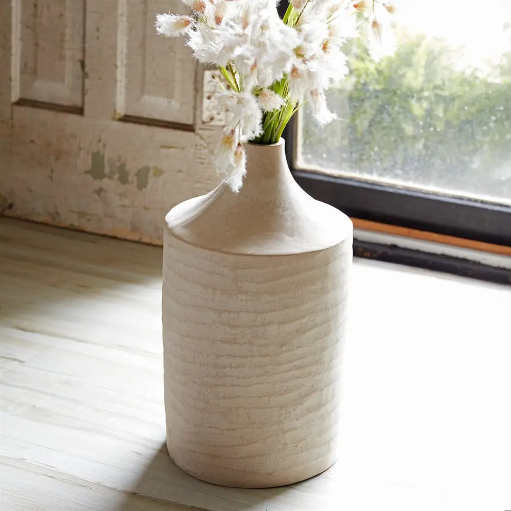 18" Beige Round Resin Floor Vase HomeRoots
