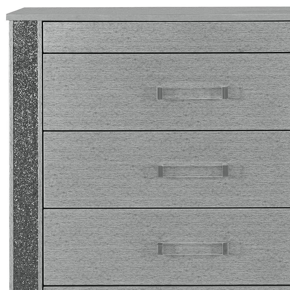 36" Silver Wood Five Drawer Dresser HomeRoots