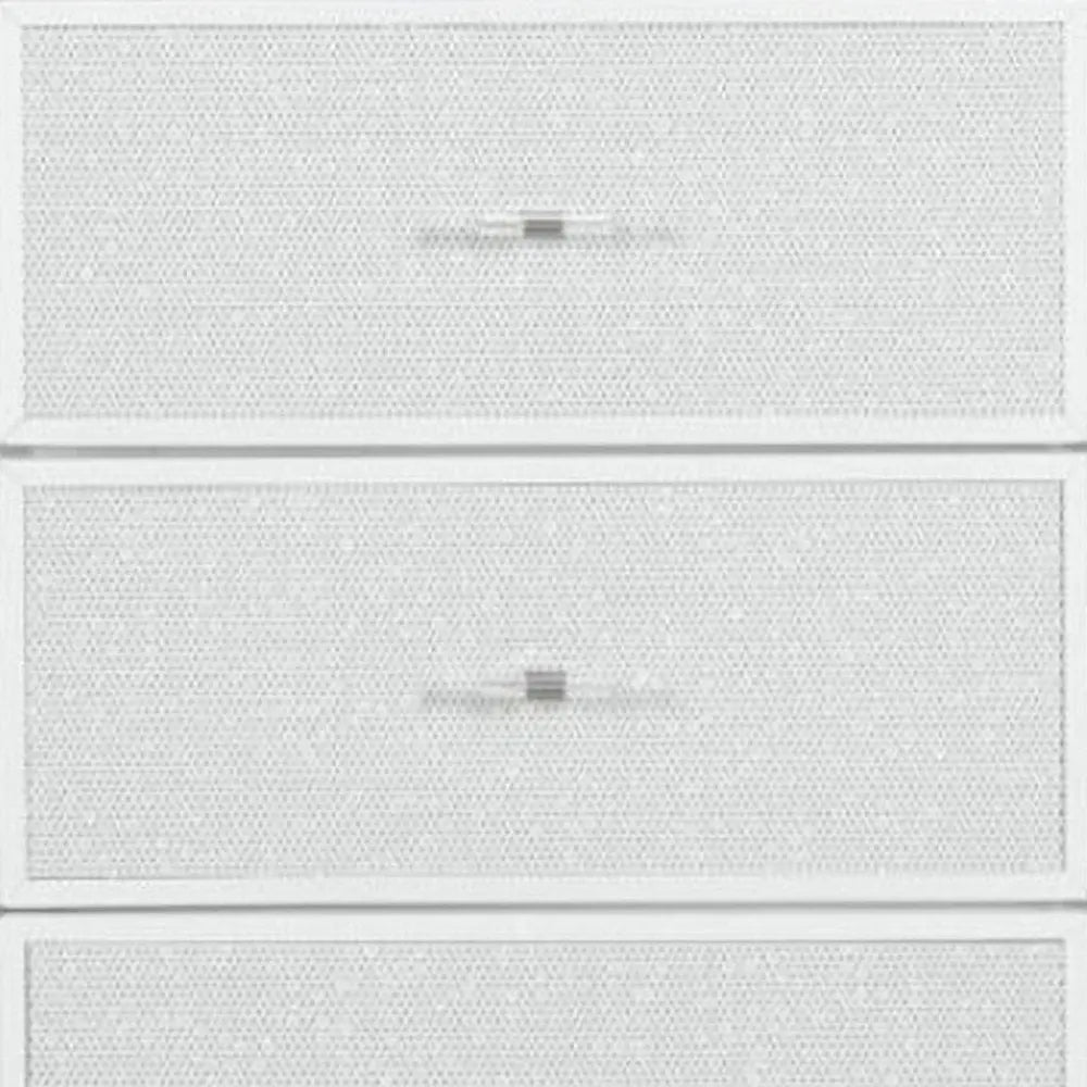 62" White Faux Crystal Glitter Wood Lighted Nine Drawer Triple Dresser HomeRoots