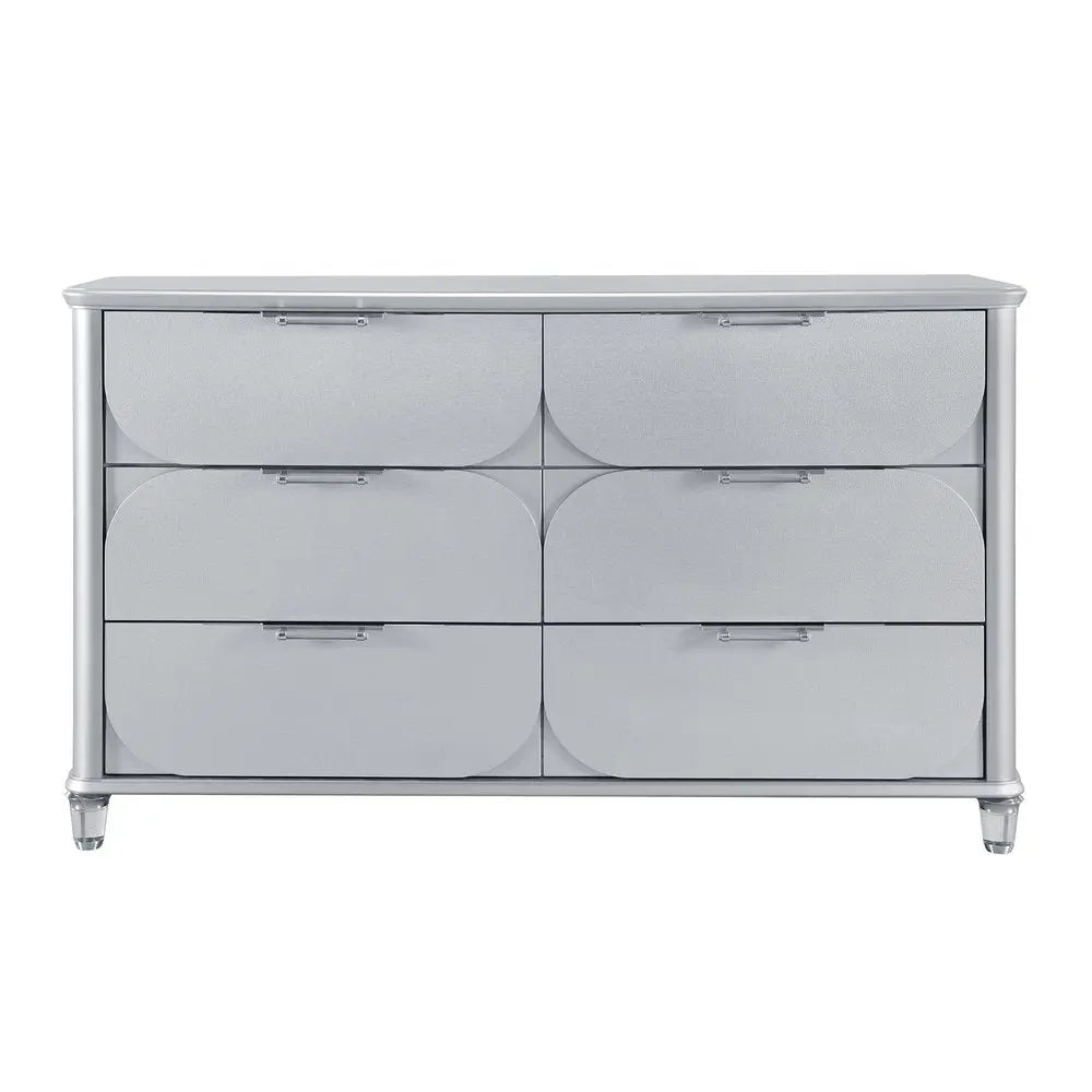 63" Silver Wood Six Drawer Double Dresser HomeRoots